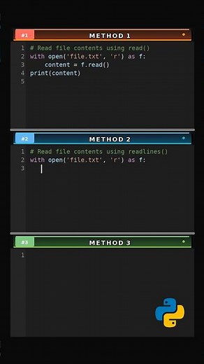 Read File Contents via 3 Methods #coding