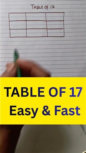 Learn 17 Times Table Fast | Math Tricks #shorts #tableof17