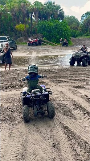 Safety first 3 year old learning to ride 110cc atv