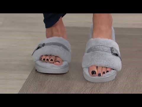 Koolaburra by UGG Slide Sandals w/Buckle Detail - Fuzz'd Up on QVC