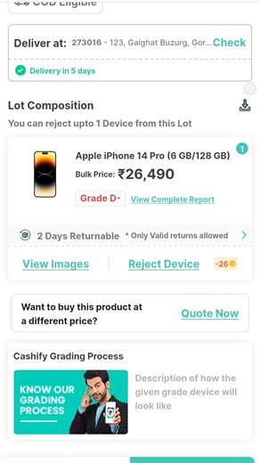 Only Just In ₹26,490😱🔥||Iphone 14 Pro (6/128)gb📱||On Cashify Super Sale 🤝💯 Limited offer. #viral