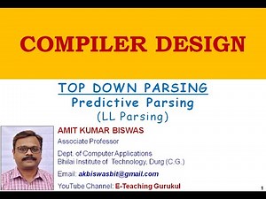 Predictive Parsing or LL(1) in hindi | top-down parsing | compiler design tutorial | 2020