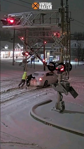 Saving a Car Stuck on Snowy Tracks!
