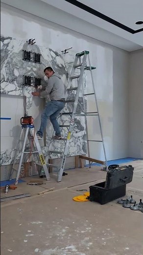 🛠️ Marble TV Wall Installation – Luxury Living Room Upgrade | Uni-Stone Toronto #construction