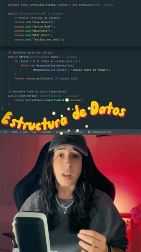 Devch • Java Backend☕️ • Programación on Instagram: "📚 ¿Estás empezando con estructuras de datos en Java? El primer paso suele ser entender ArrayList, una de las colecciones más usadas para almacenar y manejar datos dinámicamente. 💻 Perfecto si quieres aprender estructuras de datos desde cero o estás practicando para entrevistas técnicas. . . #java #javaprogramming #javadeveloper #learnjava #backend #backenddeveloper #programacion #programadores #codingtips #codingtutorial #aprendeconmigo #apr