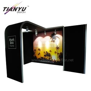 [Hot Item] 3X3 Tamaño Diseño Portátil Paredes de Partición de Aluminio Estándar Panel de Concha Moderno Stand de Exhibición