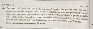 Questions: 34Marks: 8A. You have read the lesson, "The Comput... | Filo
