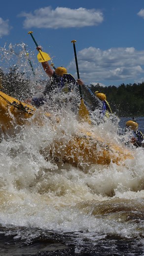 Ever gone over a waterfall? The Penobscot River rafting trip is your chance to do that and so much more. 🌊⛰️🌲 With two class V rapids (one being Exterminator, shown here), multiple class IVs (including Nesowadnehunk Falls, shown here), endless opportunities for surfing, beautiful views, grilled riverside lunch, and an incredible line up of registered Maine River Guides on the #greenteam, this trip is literally the adventure of a lifetime. | Northern Outdoors