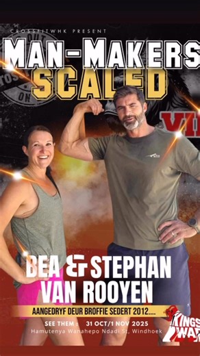 Introducing 🥁 Team: Man Makers Division: Scaled Category: Mixed Doubles Aangedryf deur Broffie sedert 2012 🚀 The King’s War 31 Oct l 1 Nov #manmakers #KingsWar | CrossFit WHK - Sold Out on Life