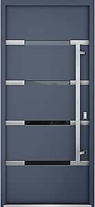 VDOMDOORS Front Exterior Prehung Glass Steel Door 36 x 80 inches Left -Hand/Deux 1105 Gray Graphite/Lite and Stainless Inserts Single Modern Painted White