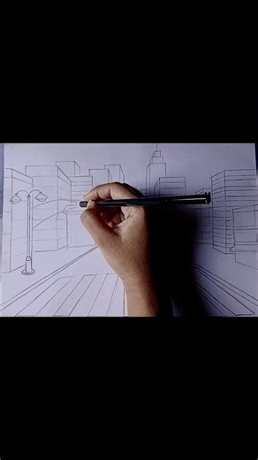 1-Point Perspective Cityscape Drawing Step-by-Step | JEE Main B.Arch Preparation#shorts#explore#fyp
