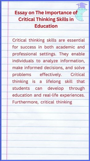 Essay on The Importance of Critical Thinking Skills in Education