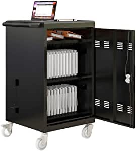 Laptop Storage Rack for Multiple Laptops, Storage for A Total of 30 Devices, Mobile Charging Cabinet and Cart for Tablets and Laptops Up to 17'' Screen Size