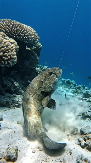 Giant grouper explodes from the reef—raw power unleashed