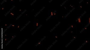 Animation of sparks from fire on a transparent background. Alpha channel. Looped animation.