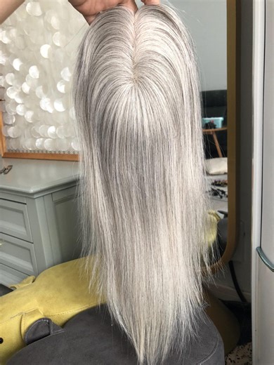 Salt&pepper Human Hair Topper: Silver Gray Color, Brazilian Virgin Hair 3x5" Mono Base - Etsy