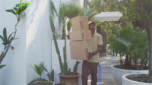 Parcel worker looking for an address - Free Stock Video