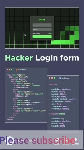 Create Hacker Login Form Using HTML CSS