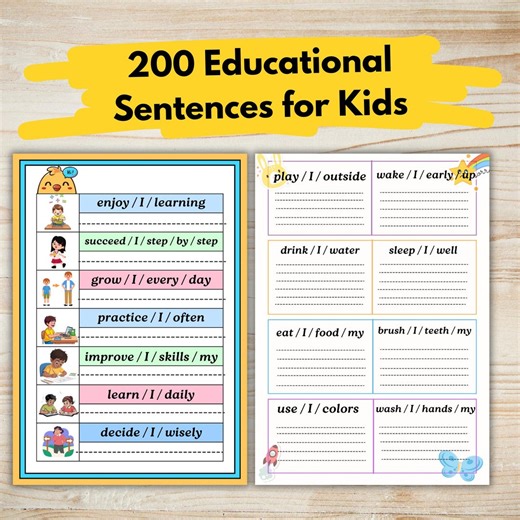Kids Learning Bundle | Sentence Building & Word Order Worksheets | Printable Language Activities PDF (ages 2–12) - Etsy