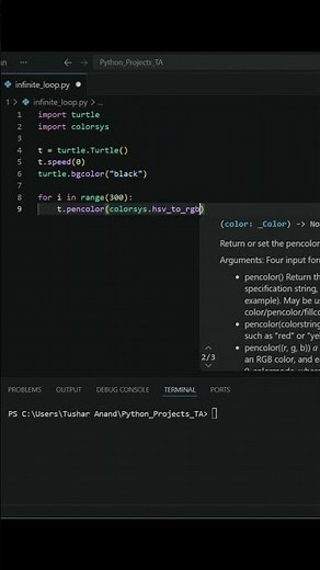 Hypnotic Infinity Loop Circle in Python🌀#shorts #coding #python #programming #pythonprogramming