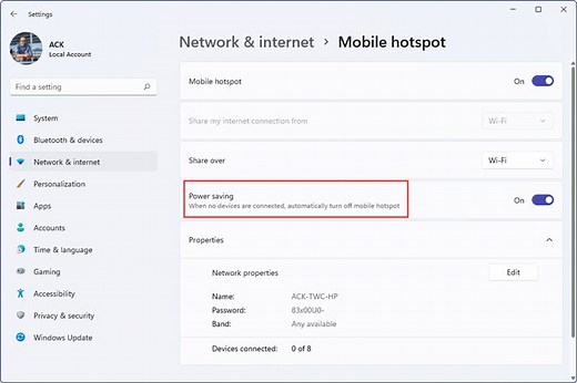 How to stop Mobile Hotspot from Turning off in Windows 11/10