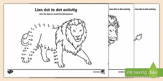 Dot to Dot Lion Activity Sheets