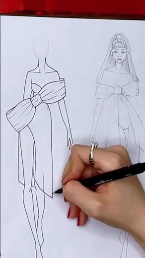 Fashion sketch tutorial for beginners: Drawing a dress made easy #pencildrawing #shorts #shortvideo