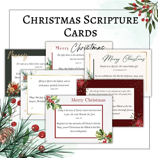 Printable Christmas Scripture Cards | Christian Holiday Greetings (PDF) - Etsy