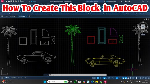 How To Insert AutoCAD Block Like 🚗 Car 🚪 Door 🪟 window 🚽 Toilet | Survey Civil Rakesh