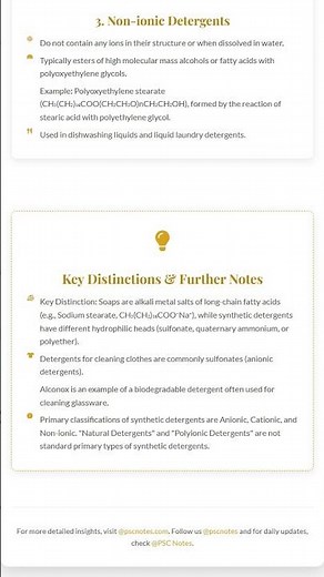 Definition and Classification of Synthetic Detergents Anionic, Cationic, Non-ionic