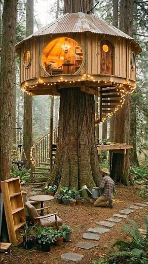 The Most Unique Treehouse Ever Built Inside One Tree #timelapse #construction