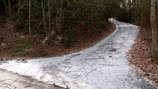 Ice-covered driveway traps residents for days after winter storm in North Carolina