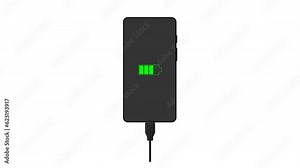 Android animation footage with low battery and charging immediately Stock Video