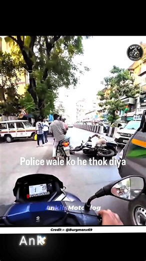 biker crashed with police bike 🤣 #ankitsmotovlog