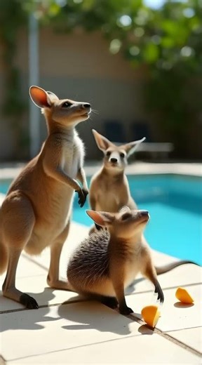 🎥 Kangaroo Fun at the Pool!