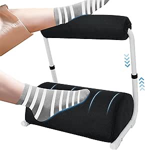 Foot Rest for Under Desk at Work - 3 Positions Height Adjustable Leg Rest for Office or Home Use, Ergonomic Footrest with Detachable Cushion