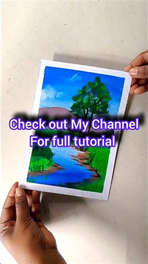 Mini Landscape Painting Tutorial 🎨 #Shorts