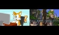 Mix of 2 videos from youtube : Tails Reacts To Madagascar - Fossa Attack (Deleted Scene)