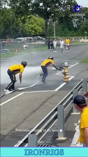 This fire department drill racing is the most efficient response training in the world 🚒#wow