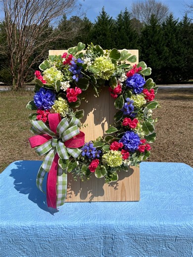 Handmade Spring Grapevine Wreath: Periwinkle, Pink, & Green Floral Decor - Etsy