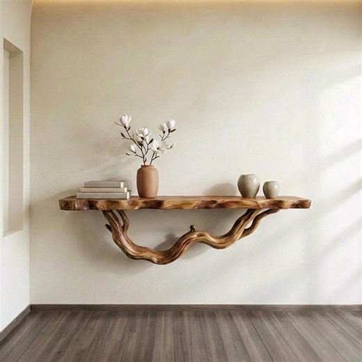 Tree Branch Unique Floating Shelf Wall Mounted Bookshelf Live Edge Solid Wood Shelves Decor - Etsy