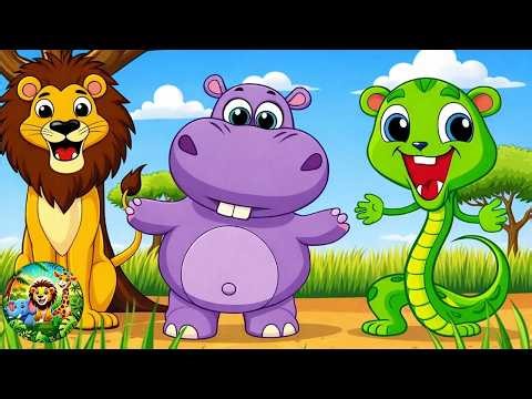 Lion, Hippo & Snake Song for Kids | SAFARI NURSERY RHYME