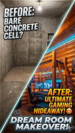 I built the COZIEST Pro Gaming Setup on Earth! 🎮🪵#timelapse #ytshorts #viral #satisfying #shorts