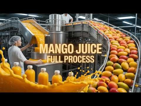 Inside a Modern Mango Juice Factory | Juice Making Process from Fresh Mangoes to Bottles