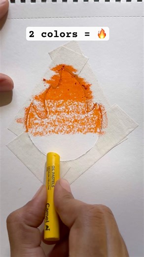 Fire Drawing with 2 Colors 🔥 So Easy! #shorts #satisfying #art #oilpastel #fire #easydrawing #yt