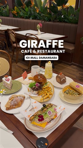 A new aesthetic spot just landed in IOI Mall Damansara, with such a cozy vibes with comforting food and desserts, it's perfect for a chill cafe date or casual catch-up 🦒✨ We tried the Giraffe Swiss Roll, Hand Brew Coffee, Classic Beef Burger, Strawberry Shortcake, Tuna Melt Pizza Sandwich, Roasted Tomato Soup, Chunky Monkey Smoothie, and the Almond Croissant. Everything came out really enjoyable. 📍 Giraffe Café & Restaurant - IOI Mall Damansara #GiraffeCafe #brunch #klcafe #ioidamansara #fyp
