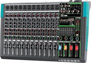 Depusheng PA12 Professioneller 12 Kanal Mixer DJ Controller mit 256 DSP Effekten Bluetooth Eingang USB Player 48V Phantomspeisung