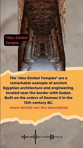 *Abu Simbel Temple* is a masterpiece of ancient Egyptian architecture and engineering