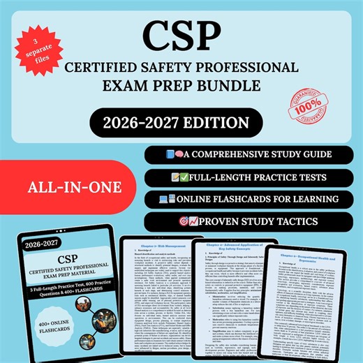 CSP Exam Prep Bundle 2026 | CSP Study Guide | Certified Safety Professional | Bcsp Csp Exam | 600+ Questions | 400+ Flashcards - Etsy Australia