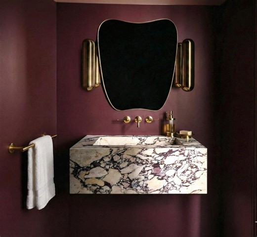 Calacatta Viola Marble Wall Mount Sink - Custom Floating Vanity - Etsy
